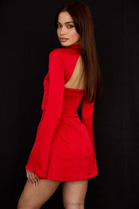 House of CB Alyssa Scarlet Satin Mini Dress Clothing 4H6N498