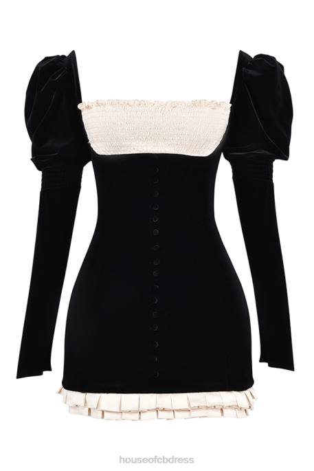 House of CB Azaria Black & Vintage Cream Mini Dress Clothing 4H6N132