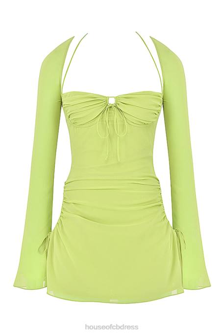 House of CB Baby Lime Chiffon Halter Mini Dress Clothing 4H6N413
