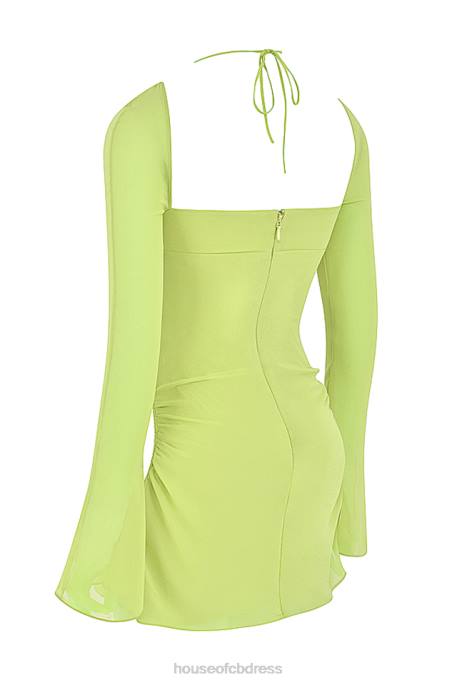 House of CB Baby Lime Chiffon Halter Mini Dress Clothing 4H6N413