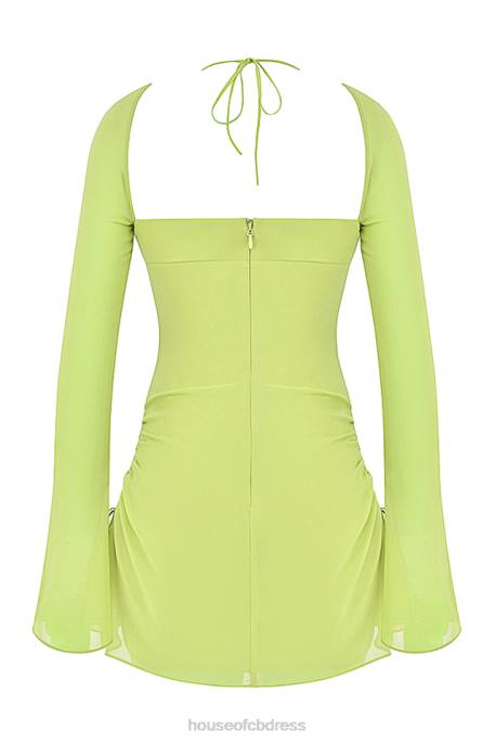House of CB Baby Lime Chiffon Halter Mini Dress Clothing 4H6N413