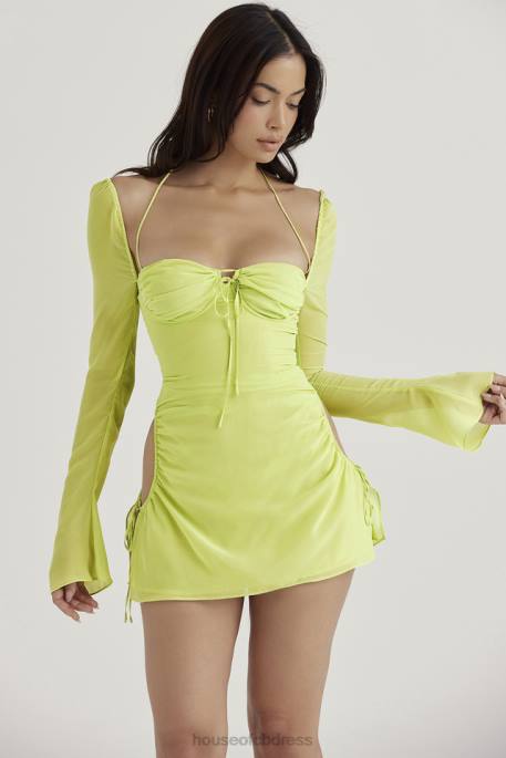 House of CB Baby Lime Chiffon Halter Mini Dress Clothing 4H6N413