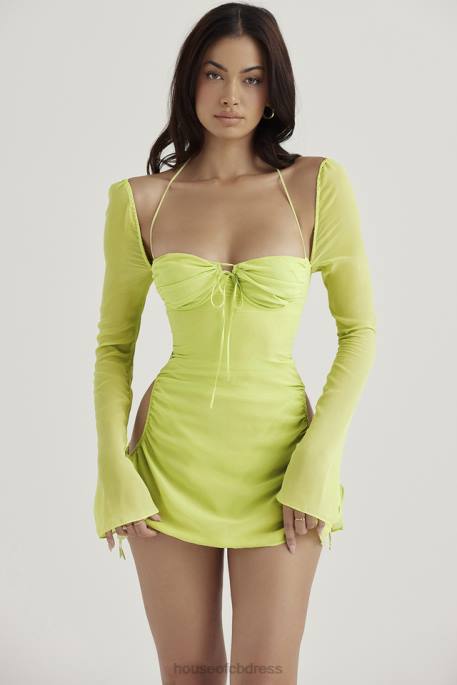 House of CB Baby Lime Chiffon Halter Mini Dress Clothing 4H6N413