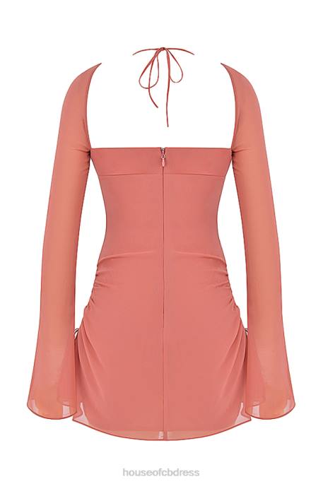 House of CB Baby Pink Chiffon Cutout Halter Mini Dress Clothing 4H6N524