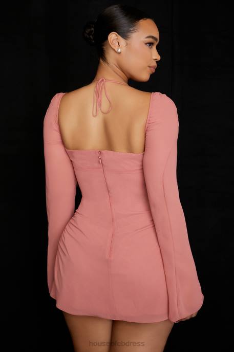 House of CB Baby Pink Chiffon Cutout Halter Mini Dress Clothing 4H6N524