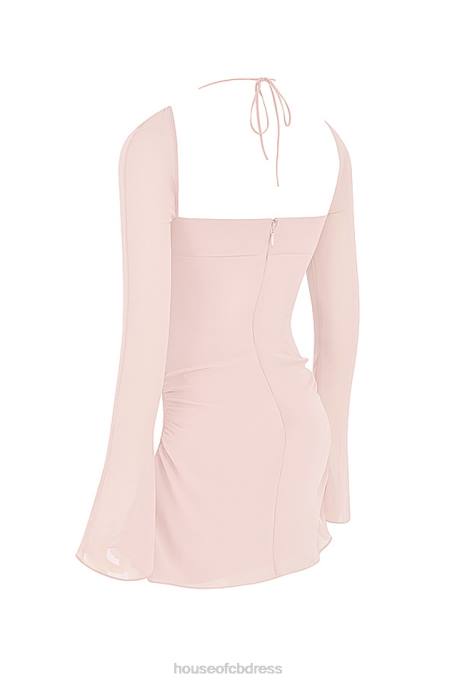 House of CB Baby Pink Quartz Chiffon Cutout Halter Mini Dress Clothing 4H6N400