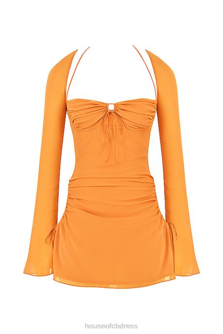 House of CB Baby Tangerine Chiffon Halter Mini Dress Clothing 4H6N421