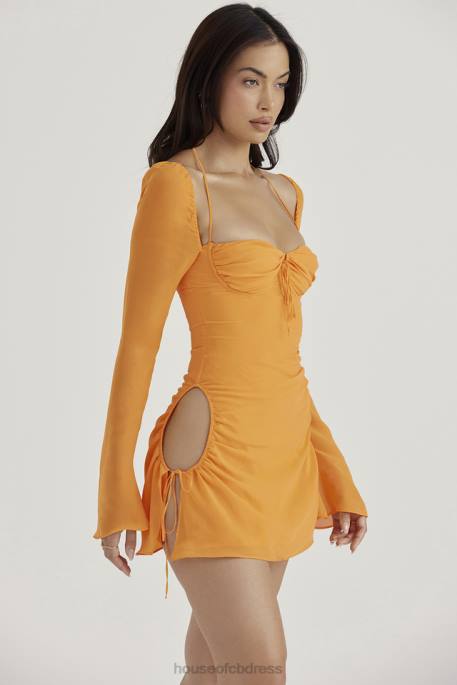 House of CB Baby Tangerine Chiffon Halter Mini Dress Clothing 4H6N421