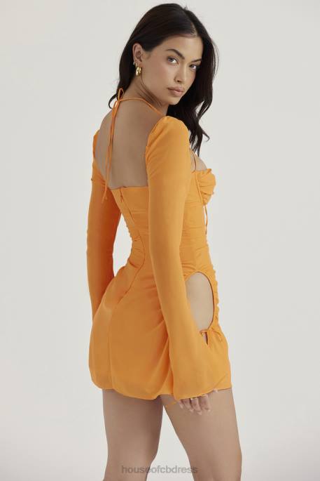 House of CB Baby Tangerine Chiffon Halter Mini Dress Clothing 4H6N421