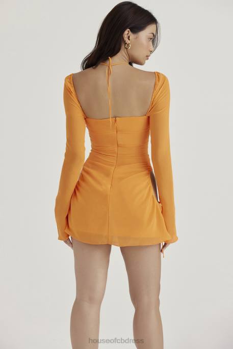 House of CB Baby Tangerine Chiffon Halter Mini Dress Clothing 4H6N421