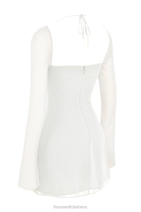 House of CB Babydoll Ivory Chiffon Halter Mini Dress Clothing 4H6N482