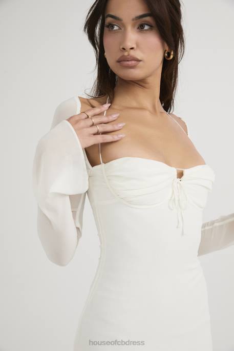 House of CB Babydoll Ivory Chiffon Halter Mini Dress Clothing 4H6N482