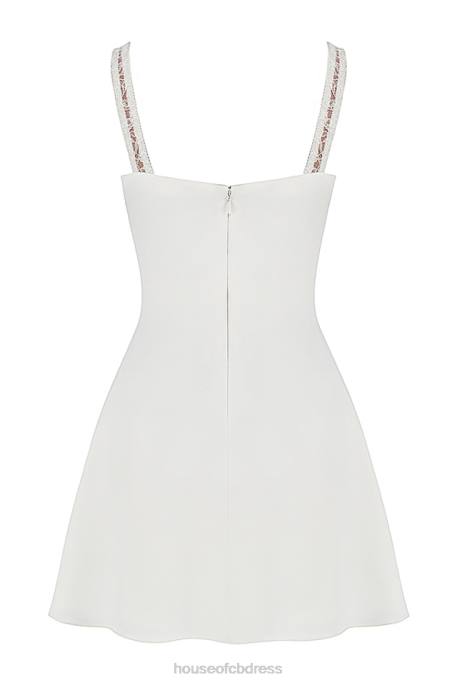 House of CB Cassandra Ivory Satin and Lace Mini Dress Clothing 4H6N395
