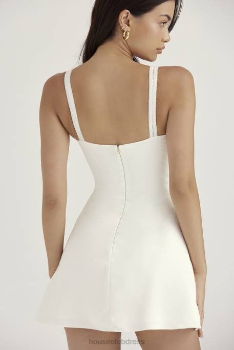 House of CB Cassandra Ivory Satin and Lace Mini Dress Clothing 4H6N395