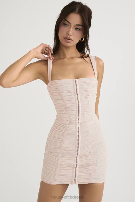House of CB Cate Crystal Ruched Mesh Mini Dress Clothing 4H6N476