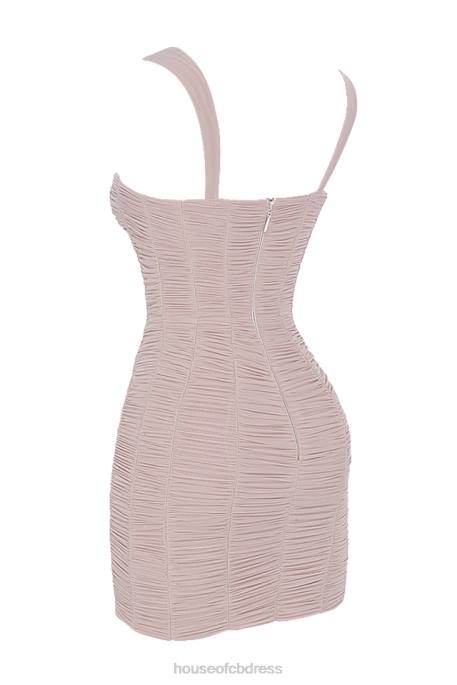 House of CB Cate Crystal Ruched Mesh Mini Dress Clothing 4H6N476