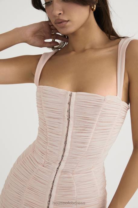 House of CB Cate Crystal Ruched Mesh Mini Dress Clothing 4H6N476