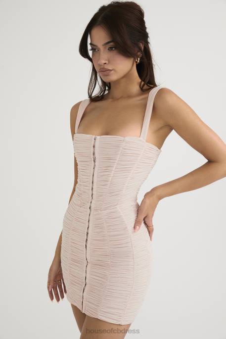 House of CB Cate Crystal Ruched Mesh Mini Dress Clothing 4H6N476