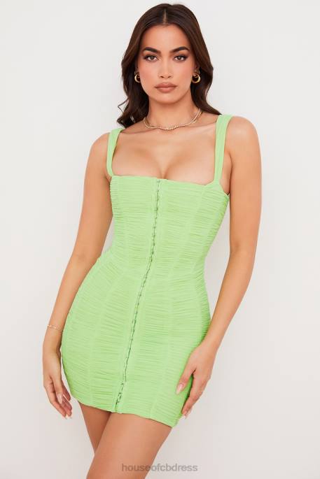 House of CB Cate Lime Ruched Mesh Mini Dress Clothing 4H6N540
