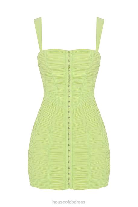 House of CB Cate Lime Ruched Mesh Mini Dress Clothing 4H6N540