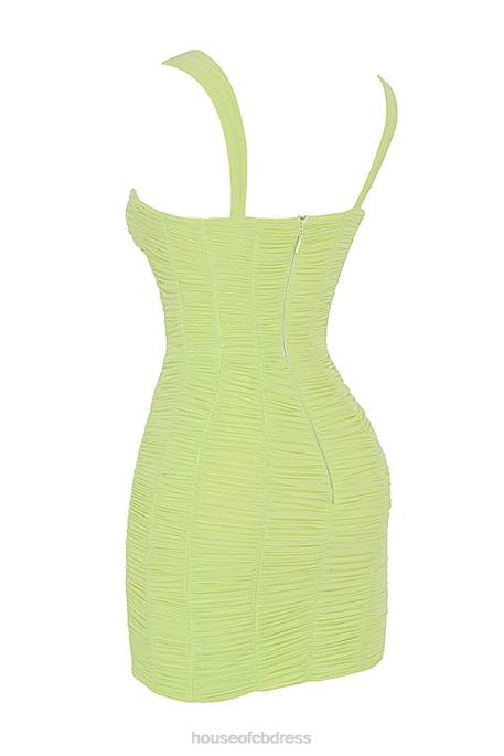 House of CB Cate Lime Ruched Mesh Mini Dress Clothing 4H6N540