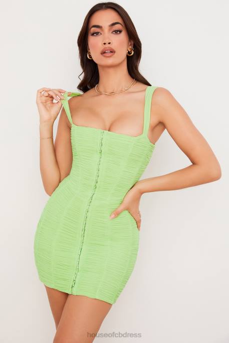 House of CB Cate Lime Ruched Mesh Mini Dress Clothing 4H6N540