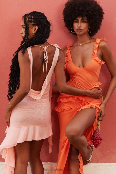 House of CB Charla Soft Apricot Ruffle Mini Dress Clothing 4H6N180