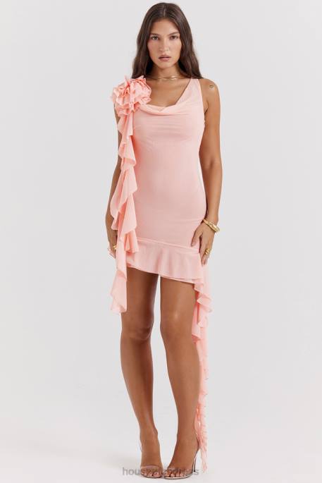 House of CB Charla Soft Apricot Ruffle Mini Dress Clothing 4H6N180