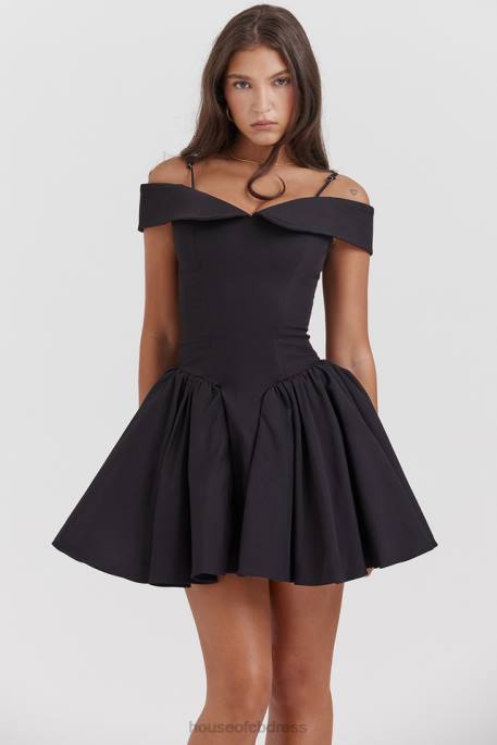 House of CB Elida Black Off Shoulder Mini Dress Clothing 4H6N139