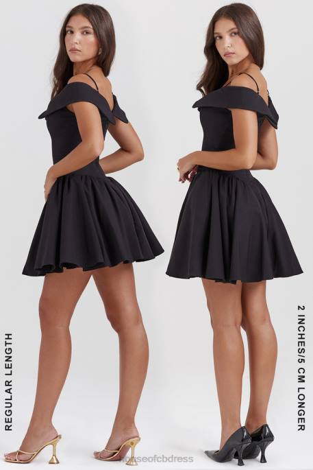 House of CB Elida Black Off Shoulder Mini Dress Clothing 4H6N139