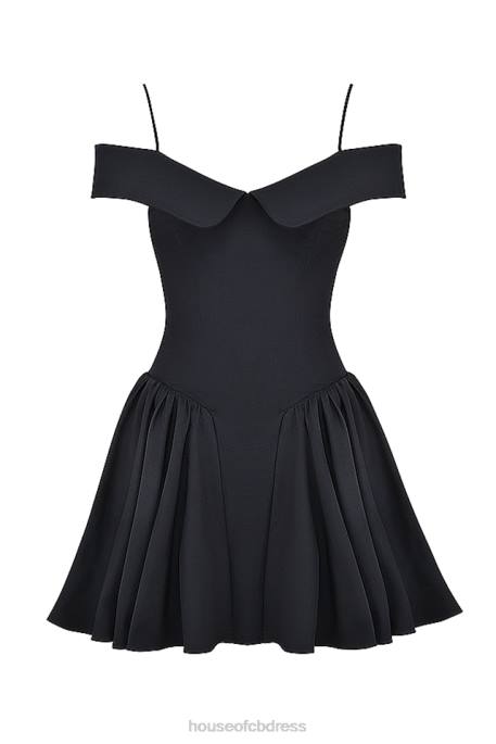 House of CB Elida Black Off Shoulder Mini Dress Clothing 4H6N139