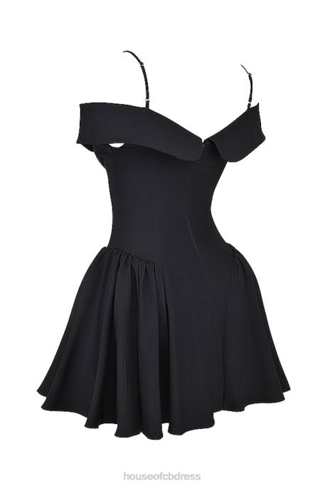 House of CB Elida Black Off Shoulder Mini Dress Clothing 4H6N139