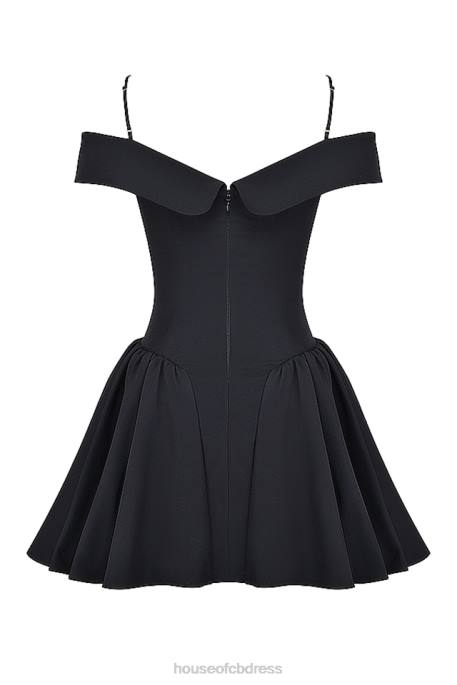 House of CB Elida Black Off Shoulder Mini Dress Clothing 4H6N139