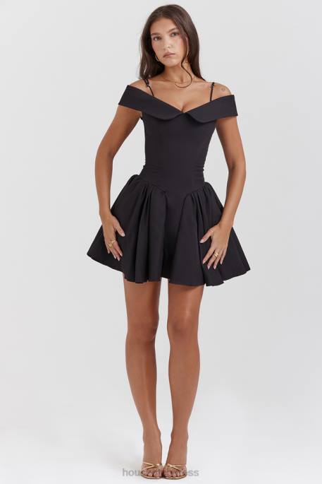 House of CB Elida Black Off Shoulder Mini Dress Clothing 4H6N139