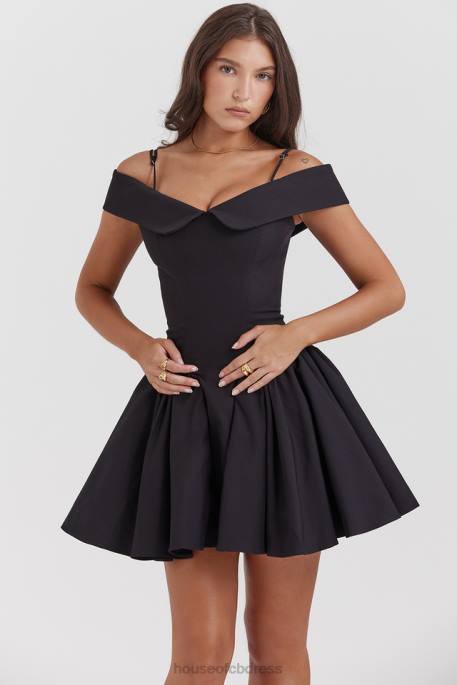 House of CB Elida Black Off Shoulder Mini Dress Clothing 4H6N139