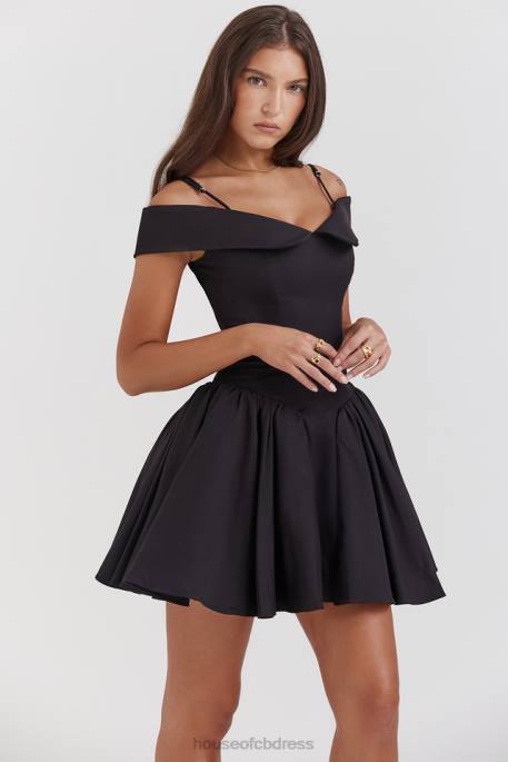 House of CB Elida Black Off Shoulder Mini Dress Clothing 4H6N139