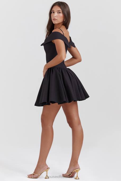House of CB Elida Black Off Shoulder Mini Dress Clothing 4H6N139