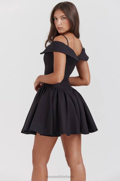 House of CB Elida Black Off Shoulder Mini Dress Clothing 4H6N139