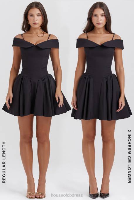 House of CB Elida Black Off Shoulder Mini Dress Clothing 4H6N139