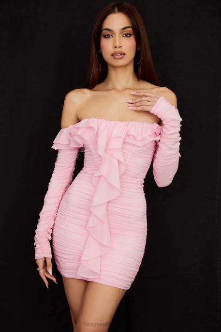 House of CB Eliza Real Silk Fairy Pink Mini Dress Clothing 4H6N496