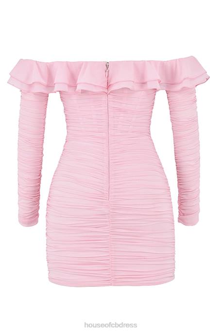House of CB Eliza Real Silk Fairy Pink Mini Dress Clothing 4H6N496