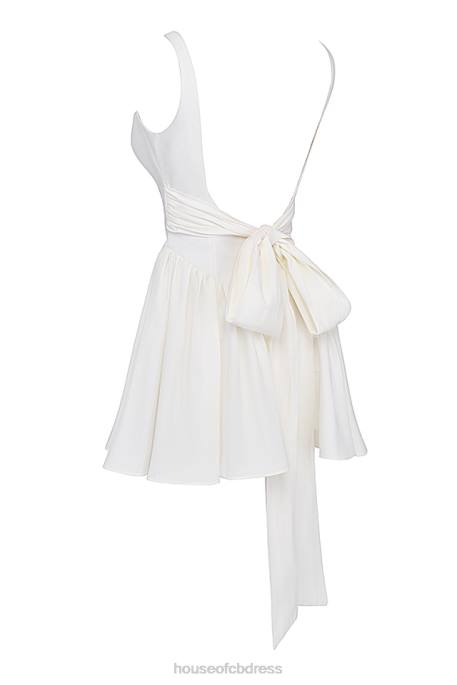 House of CB Florianne Ivory Bow Mini Dress Clothing 4H6N237