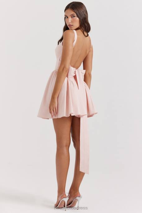 House of CB Florianne Soft Peach Bow Mini Dress Clothing 4H6N178