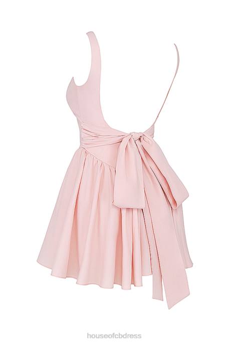 House of CB Florianne Soft Peach Bow Mini Dress Clothing 4H6N178