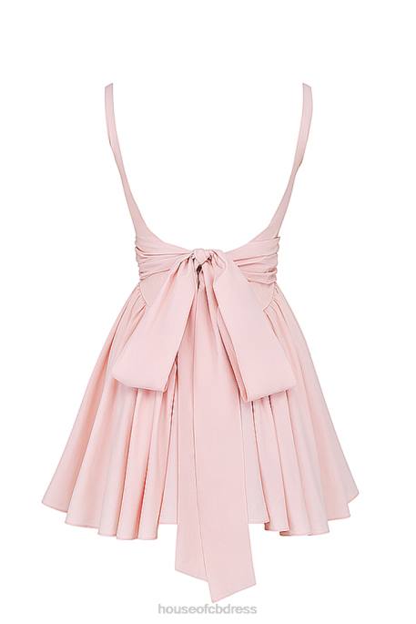 House of CB Florianne Soft Peach Bow Mini Dress Clothing 4H6N178