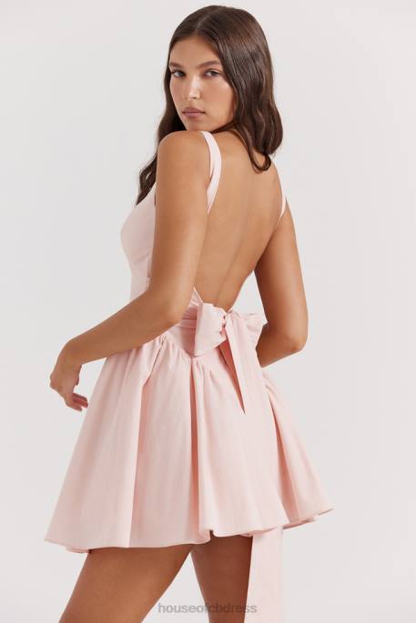 House of CB Florianne Soft Peach Bow Mini Dress Clothing 4H6N178