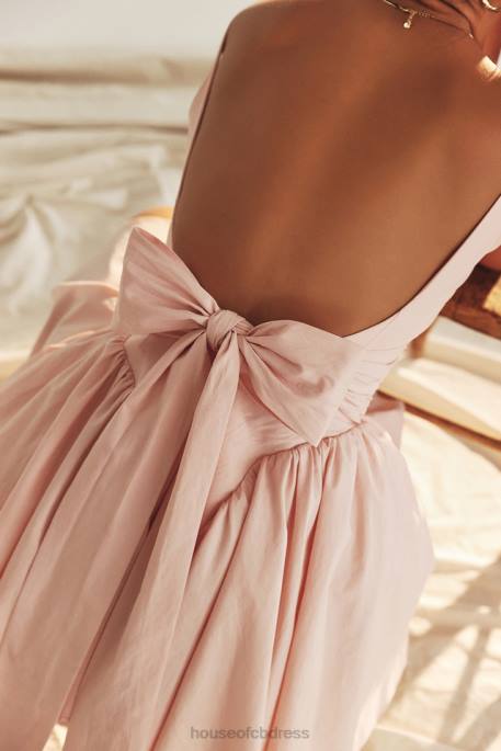 House of CB Florianne Soft Peach Bow Mini Dress Clothing 4H6N178