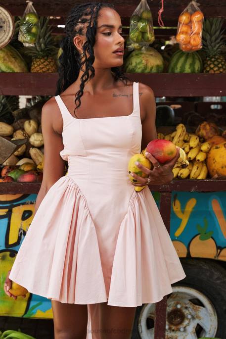 House of CB Florianne Soft Peach Bow Mini Dress Clothing 4H6N178