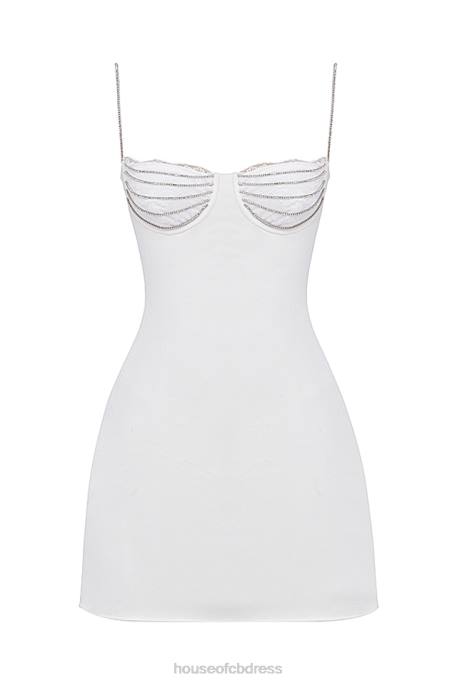 House of CB Grace Ivory Crystallised Mini Dress Clothing 4H6N337