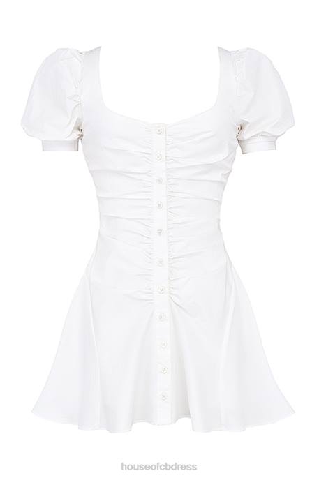 House of CB Hameda White Puff Sleeve Mini Dress Clothing 4H6N200
